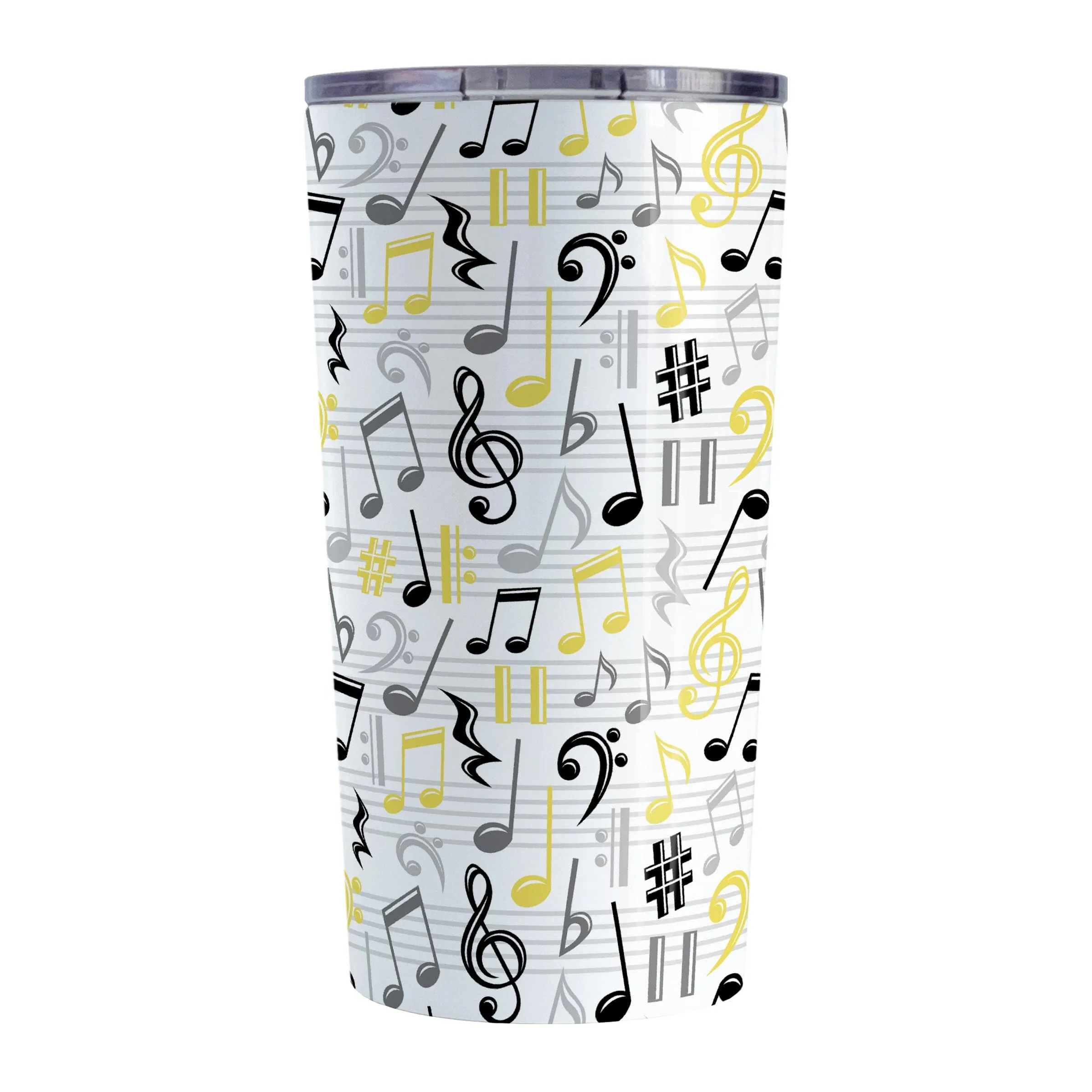 Yellow Music Notes Pattern Tumbler Cup